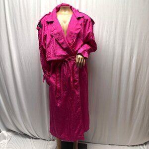 Climatiser Womens Sz 10 Trench Coat Bright Pink Nylon Coat Business Vintage 80s